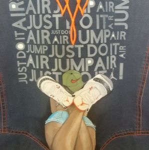 Nike Custom painted Vintage 90s denim jacket